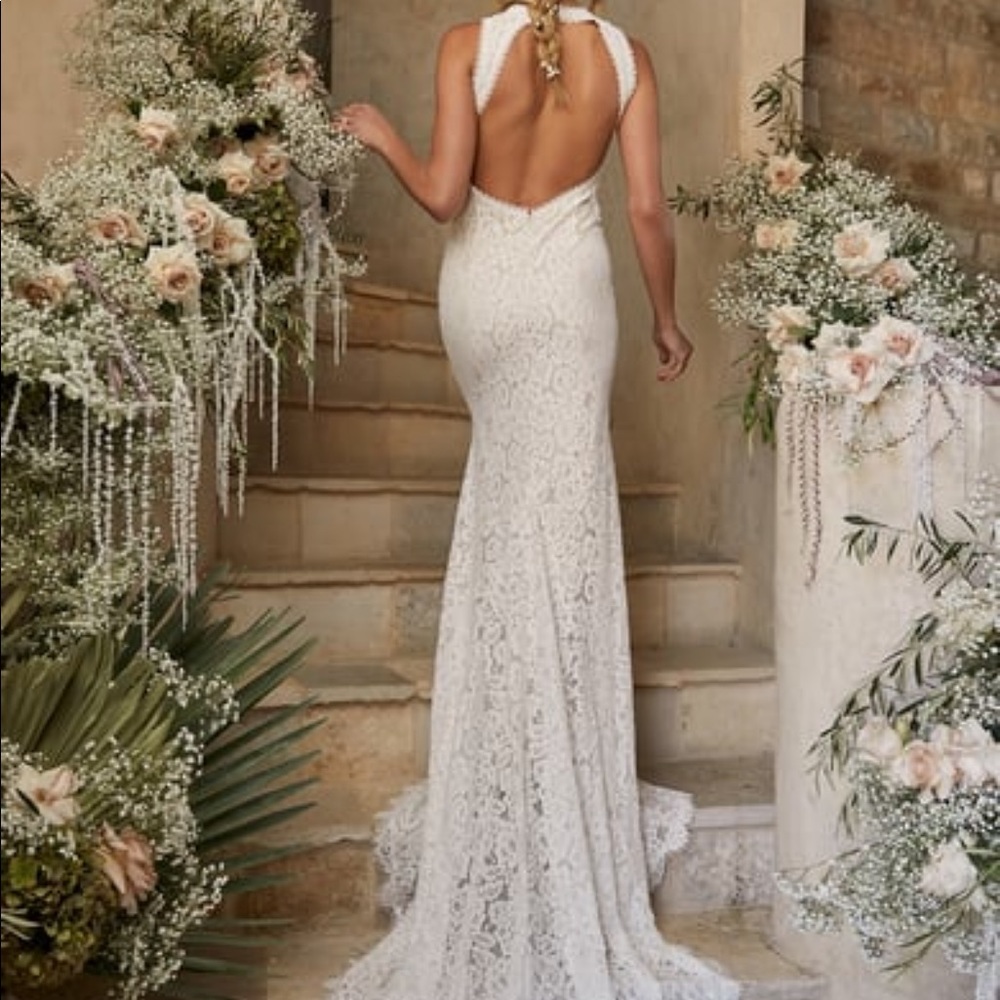 Lulus Love Everlasting White Floral Lace Mermaid Maxi Dress (Brand New)